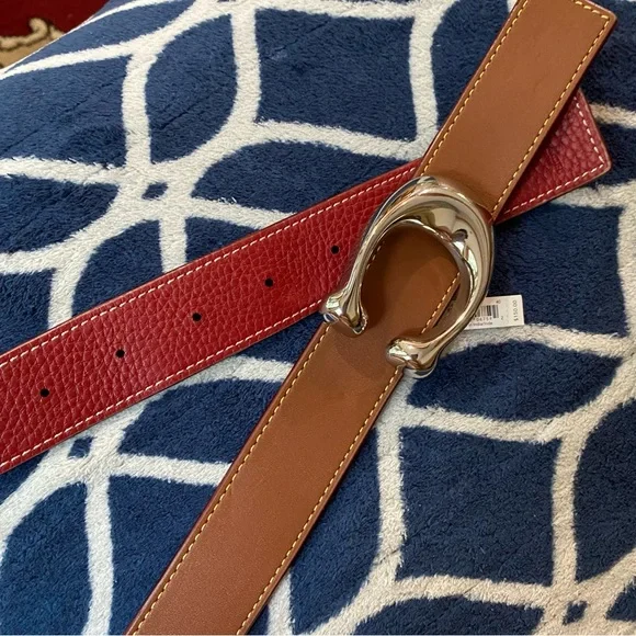 Coach Tan Leather Belt with Silver Buckle - Picture 3 of 4